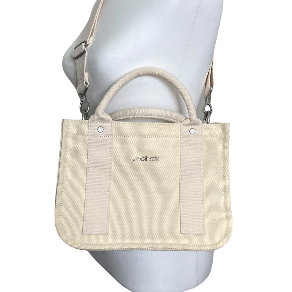 Monos Gesso Small Tote Natural Cotton Canvas Crossbody Bag Travel Minimalist Day